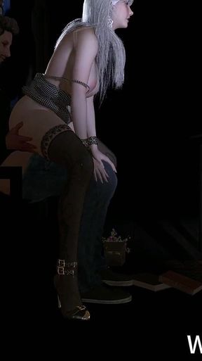 3D Gray Hair Slut Wearing Hot Dress Cheating with Big Cock
