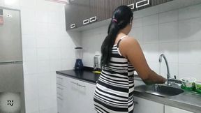 casual playing with a cucumber