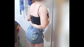 I love wearing my denim mini skirt and shaking my ass