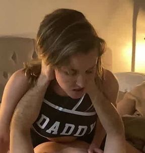 Pretty Blonde Fantasy Cheerleader owned while riding dick