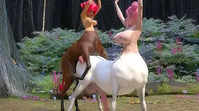 Centaur Things - Futanari centaurs fuck each other in the forest