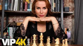 Busty redhead mature Tanya Foxxx sucks cock on the table