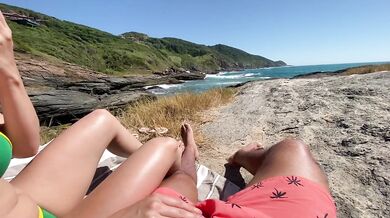 18YO Big Tit Latina Sucks Cock Fucks Doggy Nudist Beach Caught