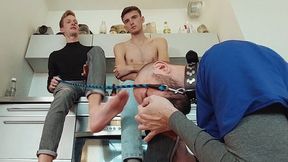 Foot Slave Ben Has To Lick The Smelly Feet Of Surfer Boy Bazz & Twink Raul