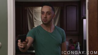 Burglar anally fucked and rimmed by hunky stranger