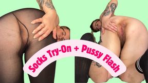 Socks Try-On and Pussy Flash