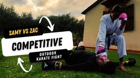 Samy VS Zac competitive outdoor karate fight