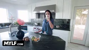 Big-titted cougar Brooke Beretta plays with stepson's cock