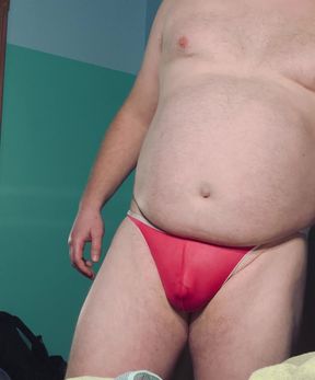 Pink thong bisexual cross dresser small cock