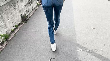 WETTING her Jeans on the streets of Budapest