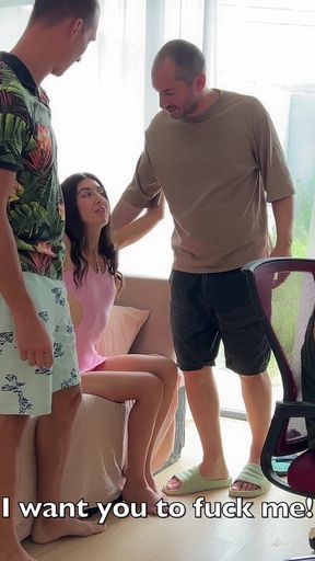Wife Put Dirty Panties on Cuckold&#039;s Head so He Would Keep Quiet and Watch as Her Lovers Fucked Her