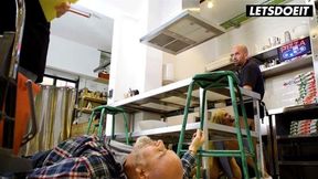 StepMom Miss Jackson Fucked By Two Cocks At Pizzeria LATINA MILF