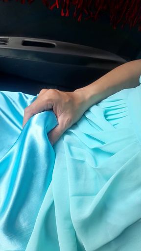 Cum wearing blue chiffon dress with satin lining   Clip 1