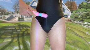 Vibrator Outdoor Using and Cumming in the Garden Hot Cute Booty Ladyboy Model Pretty Shemale Homemade Amateur Dancer