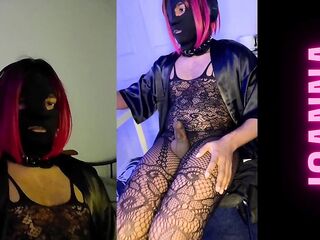 Joanna Sissygasm during a live stream - Sissy Wench Crossdresser Femboy Hands free cum Ruined climax