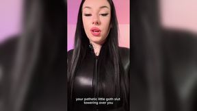 Dominant British goth in leather teases your cock and tells you what to do