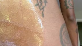 Ebony Brat - Oiled Ass and Pussy with Orgasm from Vibrator