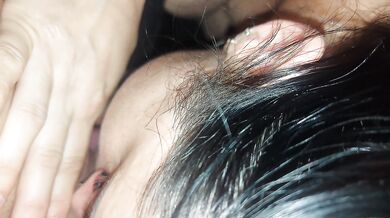 The back seat turns into a threesome bed with two hot wives