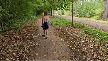 Busty MILF shows off her big natural tits in public