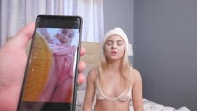 Step-sis shows off her perky tits and pierced nipples in dirty anal
