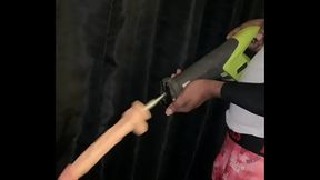 Sawzall dildo fucked her hard til she squirt. Subscribe for full video