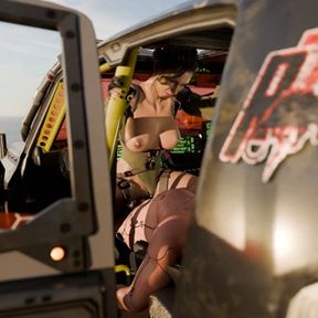 Panam Palmer is happy to get her ride back, outdoors [Cyberpunk 2077]