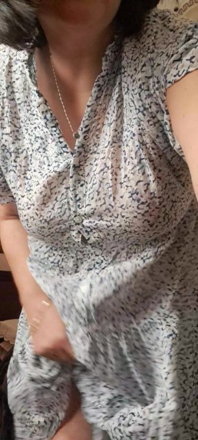 Showing Stepmom's Fat, Hairy Pussy Under Her Dress