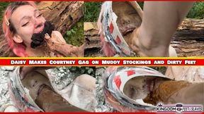 Daisy Makes Courtney Gag on Muddy Stockings and Dirty Feet (4K)
