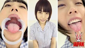 Yua NANAMI’s mouth is wet and wide, her tongue dripping – she strokes the drenched dildo and begs for your creamy finish