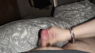 He cums an incredible amount even though he has such a small dick *black long nails helping hand*