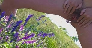 Sexy Amateur MILF Butt Plug in Asshole and Pissing in Nature