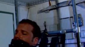 ”Hunky man Derek Pain is restrained to be tormented on his nipples”