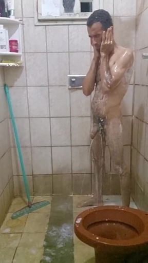 Me Taking a Shower with a Hard-on and Jerking off Until I Cum