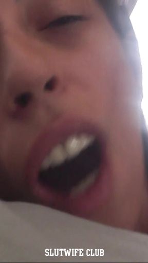 Watching Candie Cross's tiny hole get worked while her face shows pure bliss is addictive