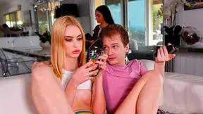Distracted stepsister ignores everything until stepbrother finds he can fuck her anytime without her damn noticing