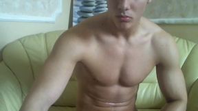Beautiful Justin Jerking of and Humming on His Chest