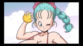 bulma balls [ dragon ball hentai game ] ep.1 old pervert tongue made her squirt on the beach !