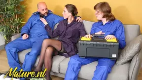 Married Slut Getting Stuffed In Both Holes By Repair Guys Arriving Before Her Congee Cooled