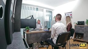 Loan4K: Blonde temptress grabs fucked in bank while her husband watches