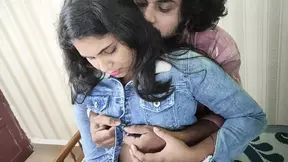 Skirt and shirt romance by Vaishnavy and Sharun Raj, Shirt open and bra show with boobs press fuck, Mallu couple hot fuck love