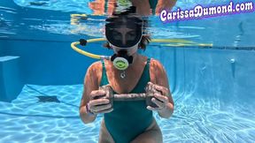 Carissa in the wicked weasel suit, scuba, and strip teaser