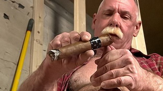 Mature daddy enjoy a good cigar and a load of his own cum!