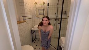 Snuck to stepsister in the shower and fucked her POV