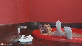 Large, wet feet ignoring white socks - bbw feet - Goddess foot - Atenna Shelby - Part 03