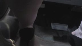 6inch black suede pointed toed spike heels driving Revving flooring denim Capri pants to show off my BBW sexy legs new angle behind my sexy legs