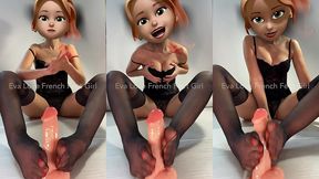 video footjob avec nylons, lingerie sexy + bas noirs, je te parle et te branle ...