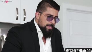 MyCreepyDad.com - Blonde stepson's raw ass reaming by angry daddy after a deep throat