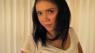 Teen dark-hued-haired shemale jerking