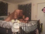 Caught horny roommate fingering her pussy so I hopped in bed with her and eat her pussy and fuck her