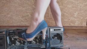 wife crushing radio in sandals and high heels 3